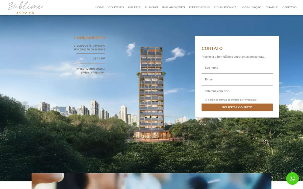Site da Sublime Jardins